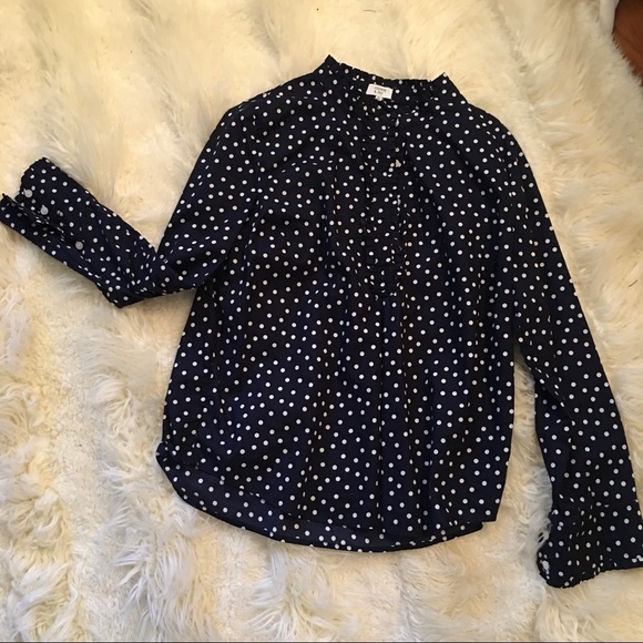 crown & ivy Tops - Crown & Ivy blue polka-dot blouse